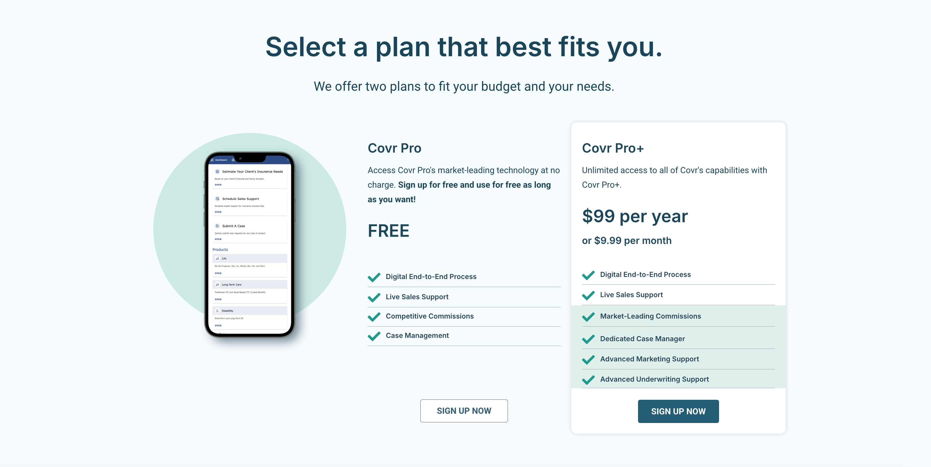 Covr Pro homepage