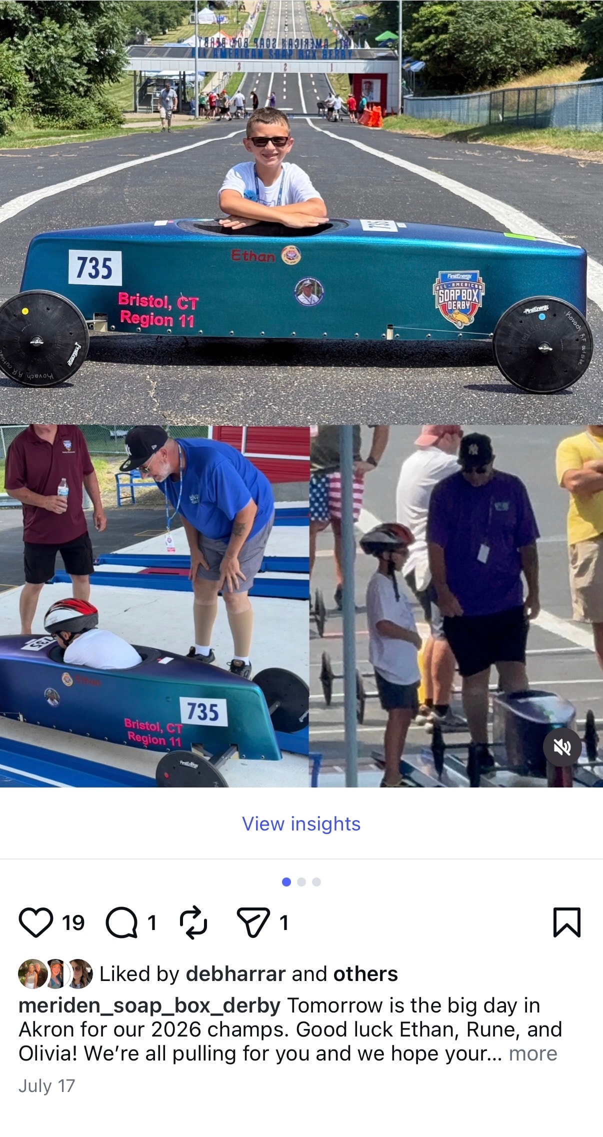Meriden Soap Box Derby — boy posing with soap box derby car