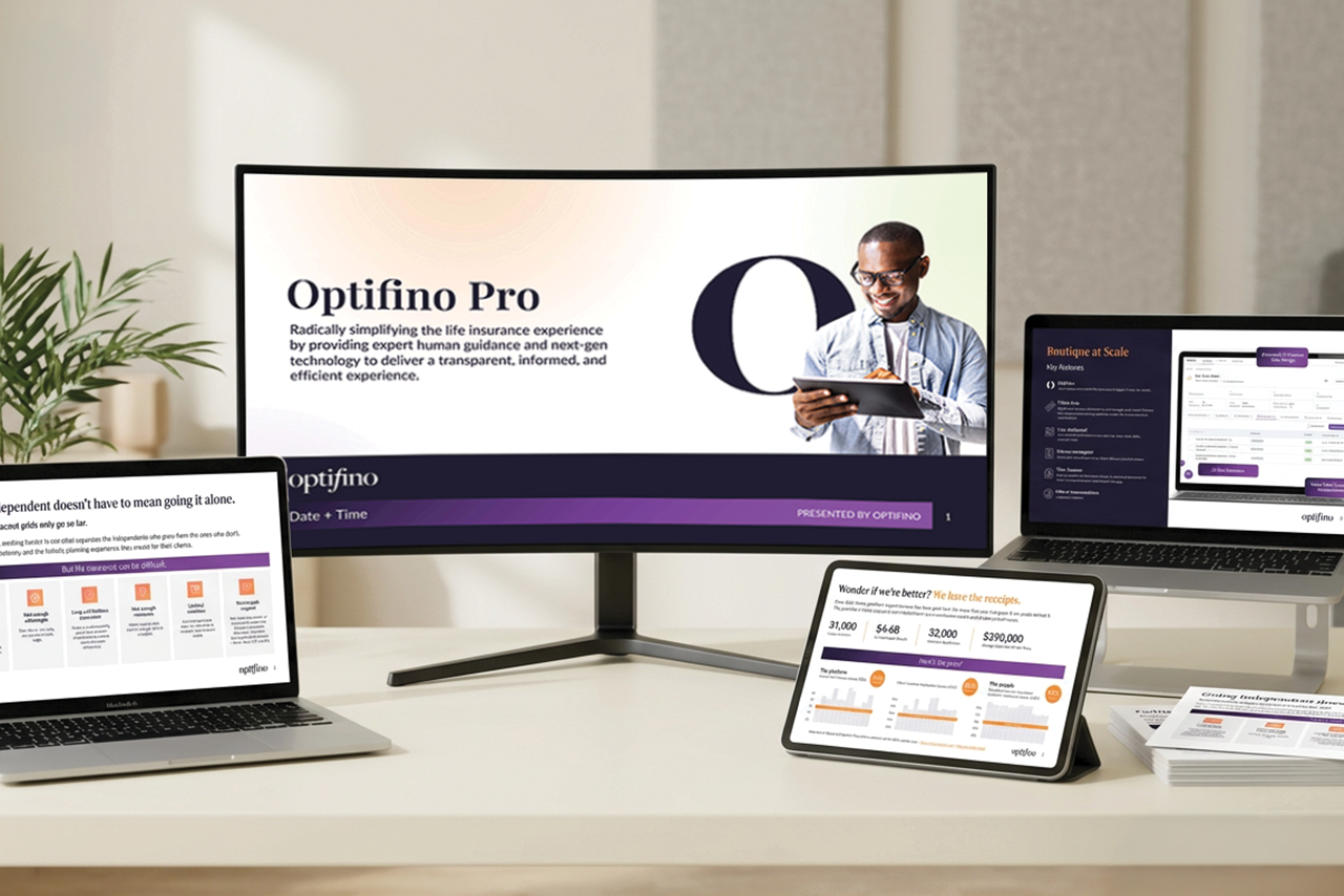 Optifino Pro brand presentation across devices