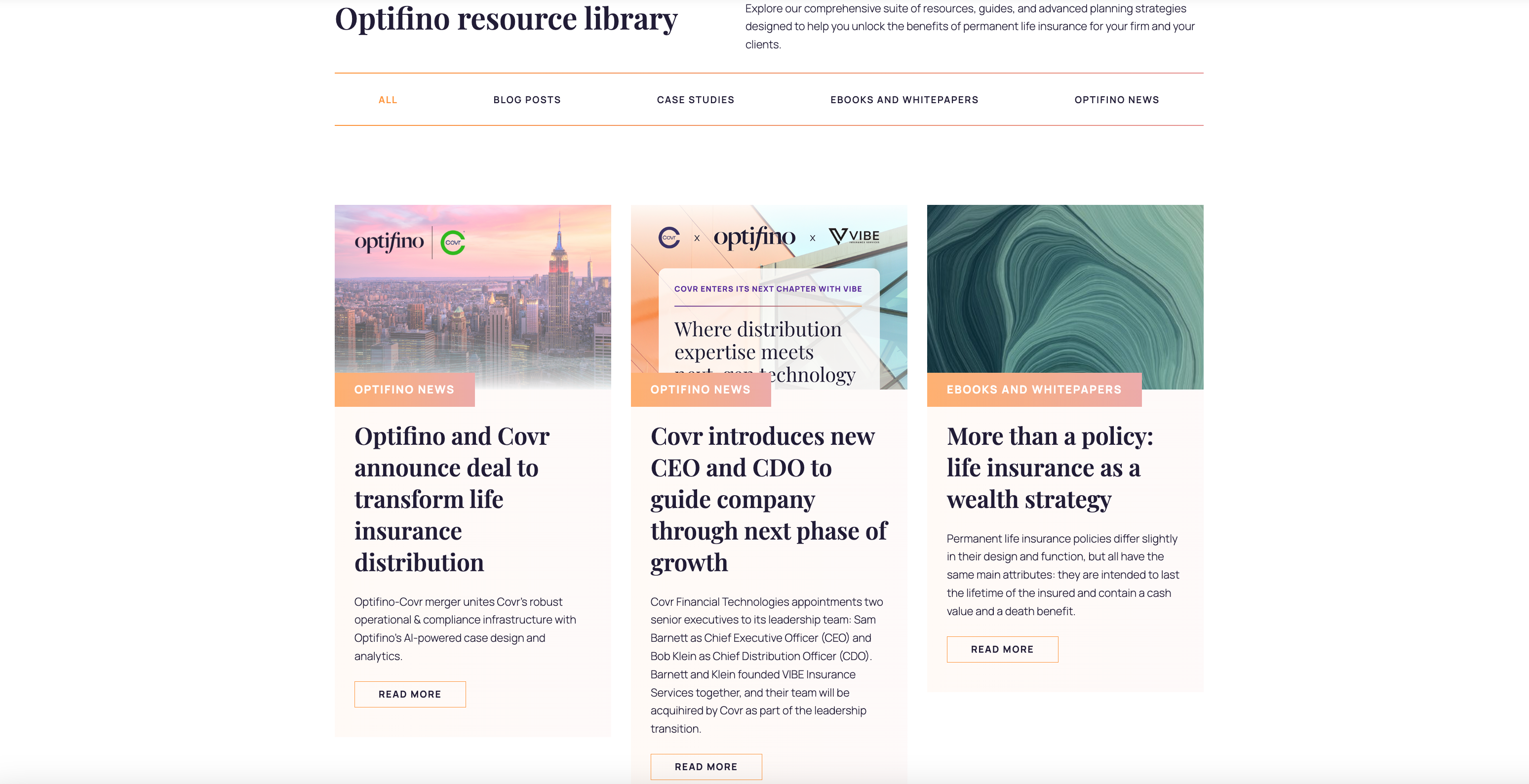 Optifino resource library