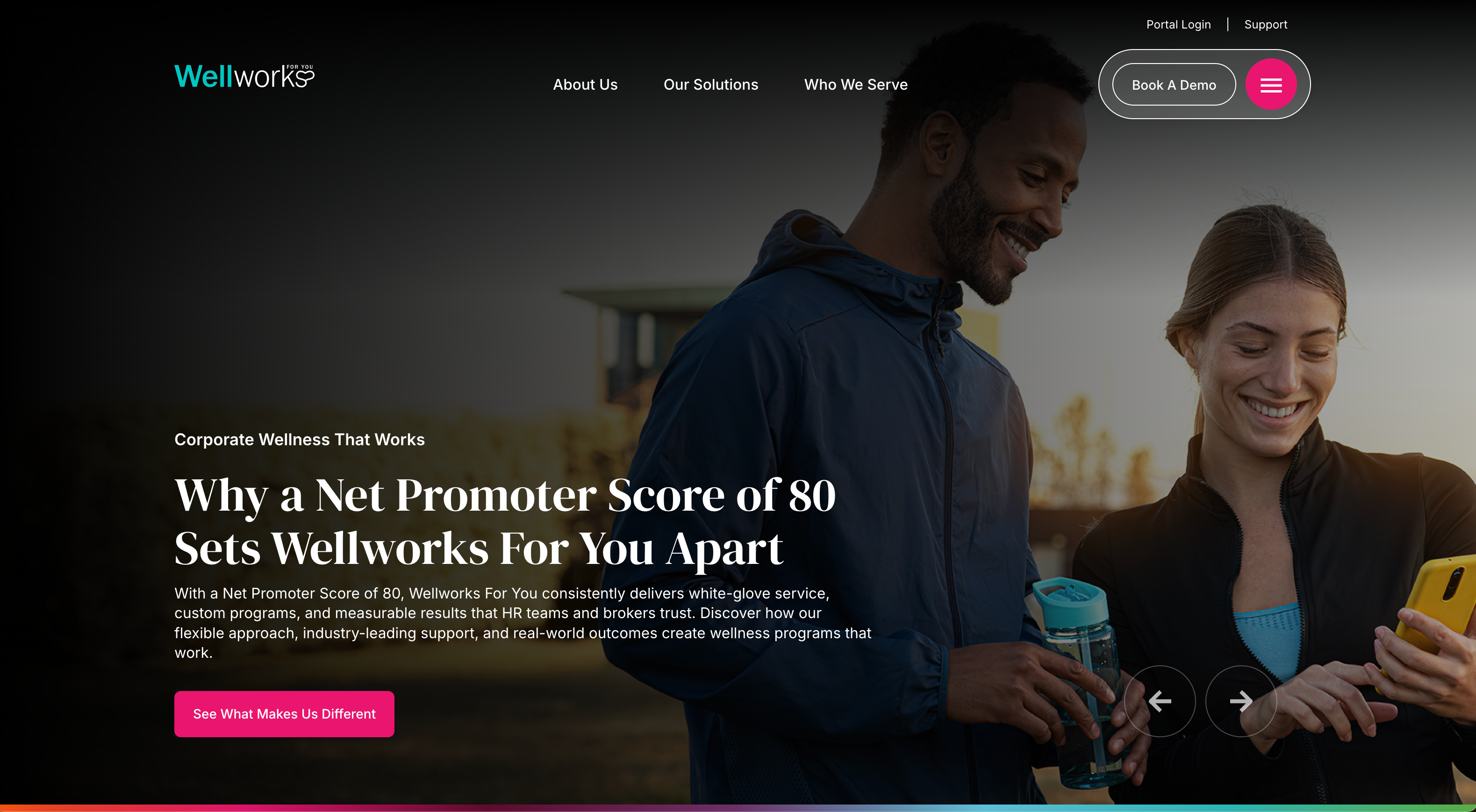 Wellworks homepage — Net Promoter Score hero
